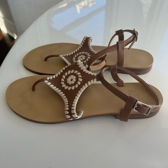 Jack Rogers sandals size 8, brown and white leather - Picture 9 of 14